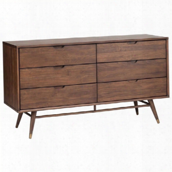 Maklaine 6 Drawer Dresser In Walnut