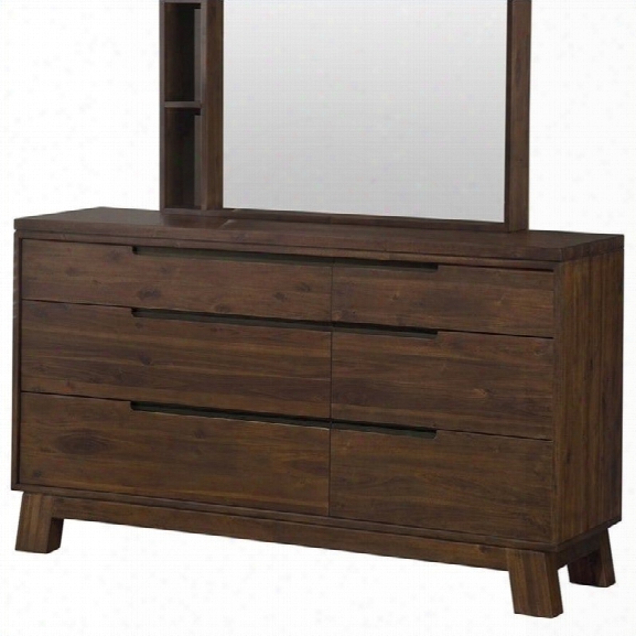 Modus Portland Dresser And Mirror Set In Medium Walnut