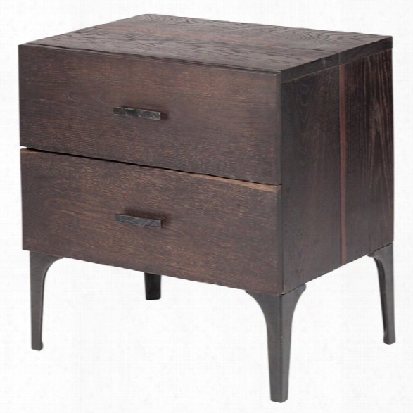 Nuevo Prana 2 Drawer Nightstand In Seared Brown