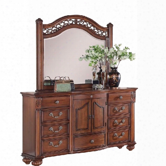 Picket Houe Furnishings Barkley Dresser And Mirror In Warm Pine