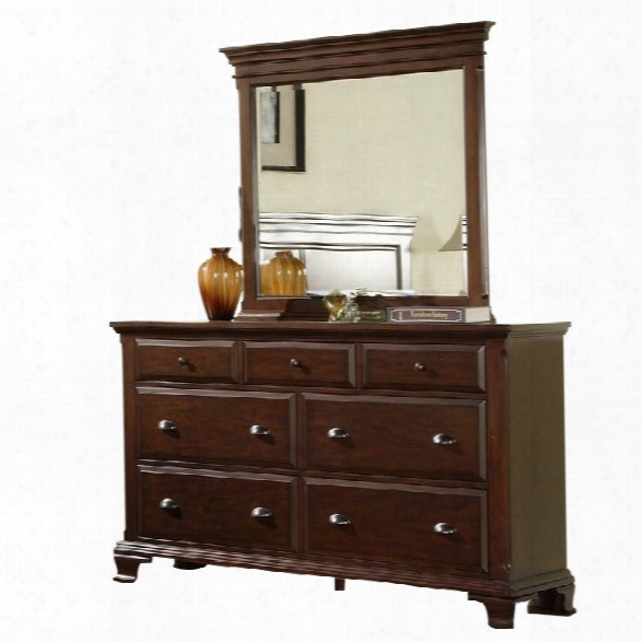 Picket Houes Furnishings Canton Dresser And Mirror In Deep Cherry