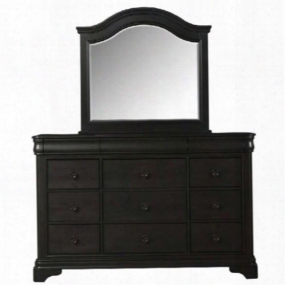 Picket House Furnishings Conley Dresser And Mirror Set In Charcoal