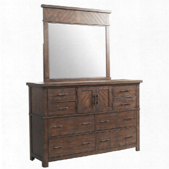 Picket House Furnishings Dex Dresser And Mirror Set In Walnut