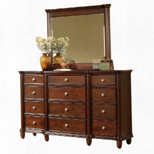 Picket House Furnishings Hamilton Dresser And Mirror In Warm Cherry