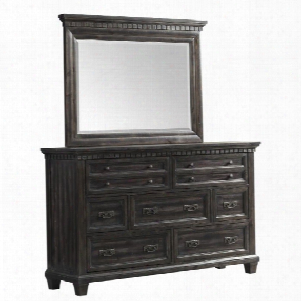 Picket House Furnishings Steele Dresser With Mirror  In Smokey Gray Oak