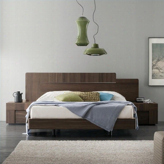 Rossetto Air Platform Bed 3 Piece Bedroom Set In Warm Oak