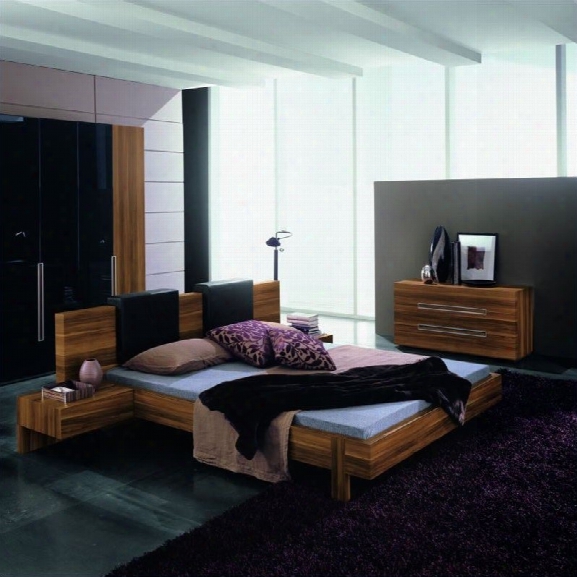 Rossetto Gap Platform Bed 6 Piece Bedroom Set In Walnut