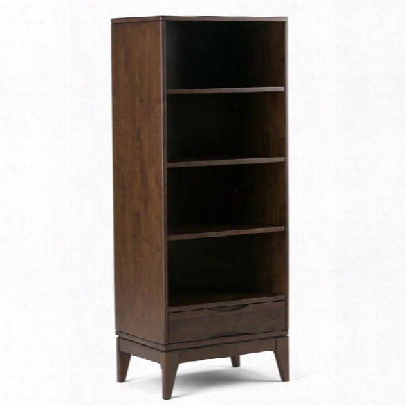 Simpli Home Ahrper 4 Shelf Bopkcase In Walnut Brown