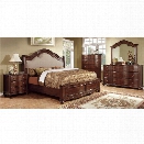 Furniture of America Marcella 4 Piece King Bedroom Set in Brown Cherry