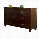 Furniture of America Pruden 6 Drawer Dresser in Brown Cherry