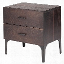 Nuevo Prana 2 Drawer Nightstand in Seared Brown