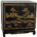 Oriental Furniture Lacquer Nightstand in Black Lacquer