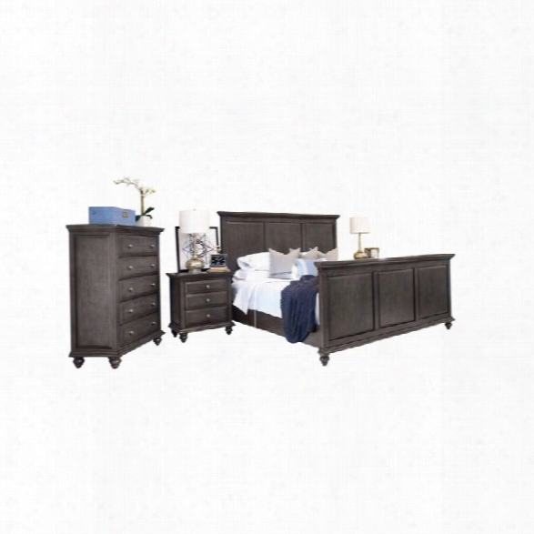 Abbyson Living Breckenridge 4 Piece King Panel Bedroom Set In Gray