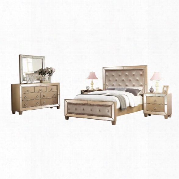 Abbyson Living Francesca 5 Piece King Panel Bedroom Set In Gold