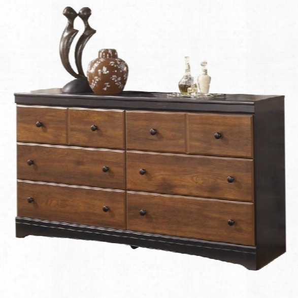 Ashley Aimwell 6 Drawer Wood Double Dresser In Brown