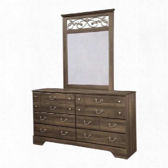 Ashley Allymore 2 Piece Wood Dresser Set In Brown