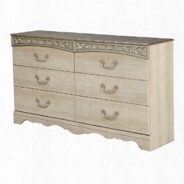 Ashley Catalina 6 Drawer Wood Dresser In Antiqeu White