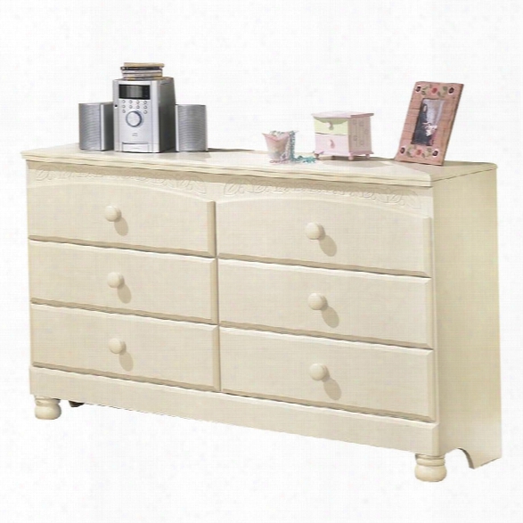 Ashley Cottage Retreat 6 Drawer Wood Double Dresser In Cream