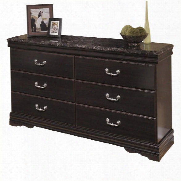 Ashley Esmarelda 6 Drawer Wood Double Dresser In Merlot