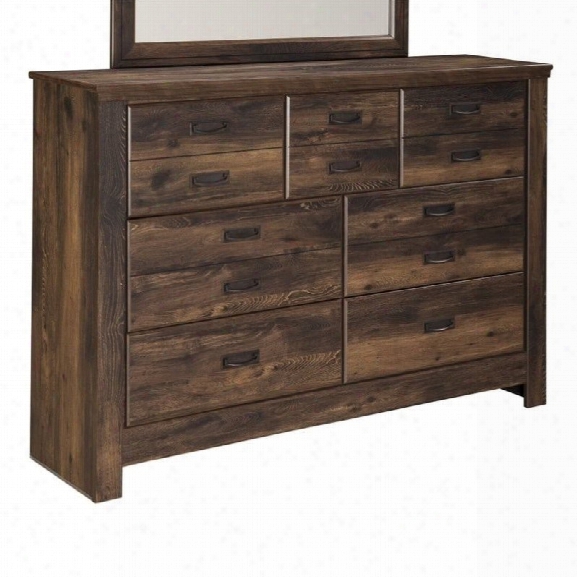 Ashley Quinden 7 Drawer Wood Dresser In Dark Brown