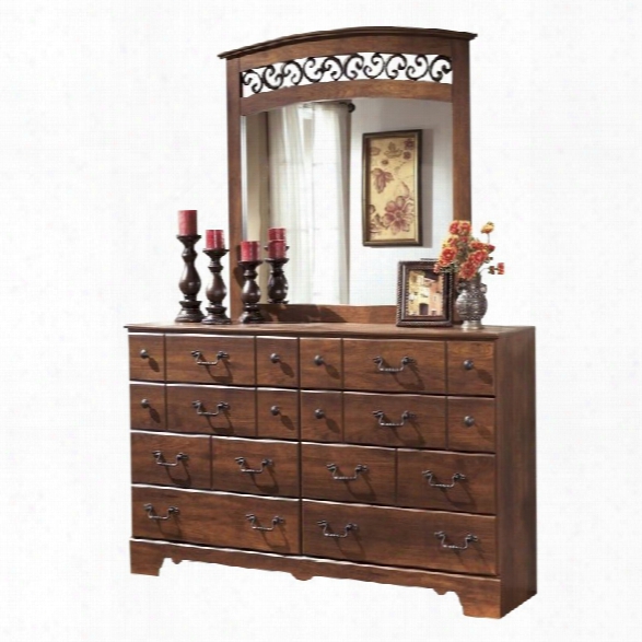 Ashley Timbreline 2 Piece Wood Dresser Set In Warm Brown