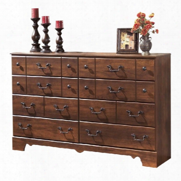 Ashley Timberline 8 Drawer Wood Double Dresser In Warm Brown