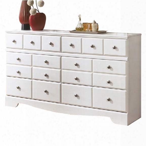 Ashley Weeki 6 Drawer Wood Double Dresser In White