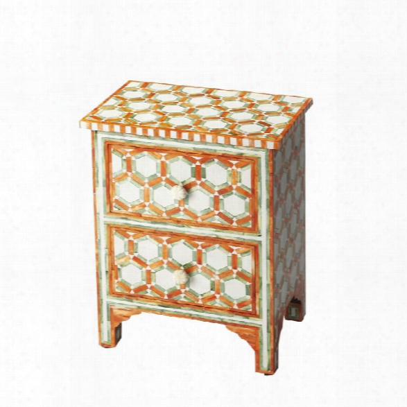 Butler Specialty Bone Inlay 2 Drawer Nightstand In Rose Bone Inlay