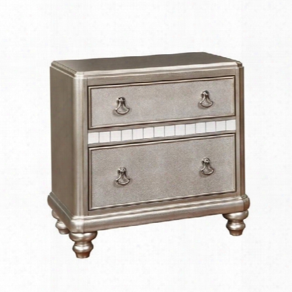 Coaster Bling Game 2 Drawer Nightstand In Metallic Platinum