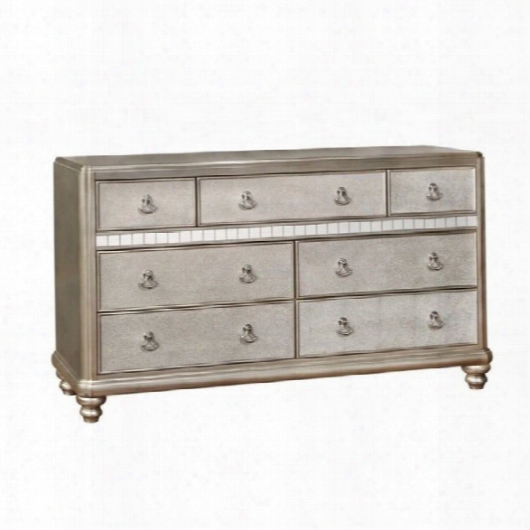 Coaster Bling Game 7 Drawer Dresser In Metallic P1atinum