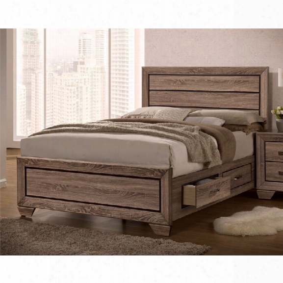 Coaster King Storage Panel Bed In Washed Taupe