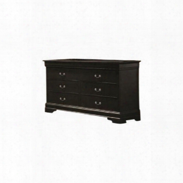 Coaster Louis Philippe 6 Drawer Double Dresser In Black