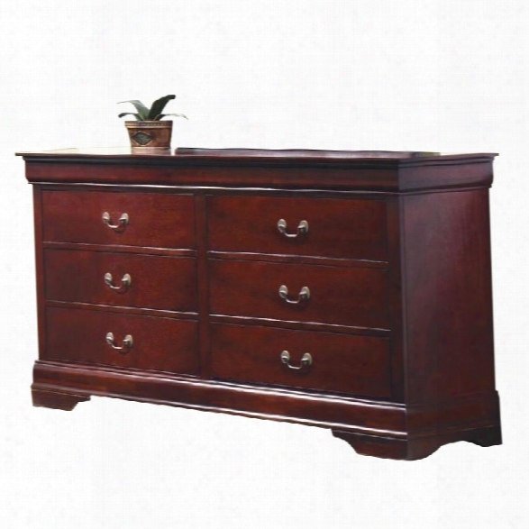 Coaster Louis Philippe 6 Drawer Double Dresser In Rich Cherry