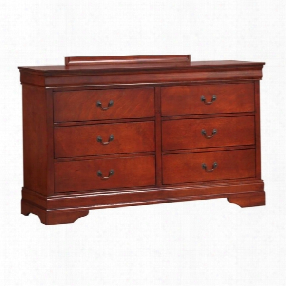 Coaster Louis Philippe 6 Drawer Dresser In Red Brown