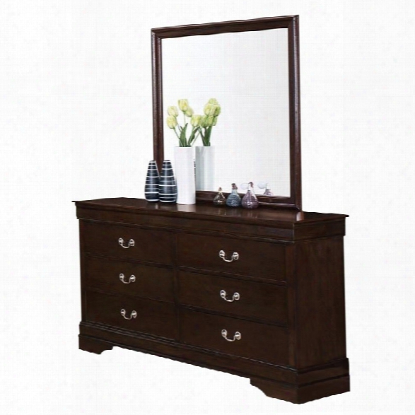 Coaster Louis Philippe Dresser And Mirror Set In Cappuccino