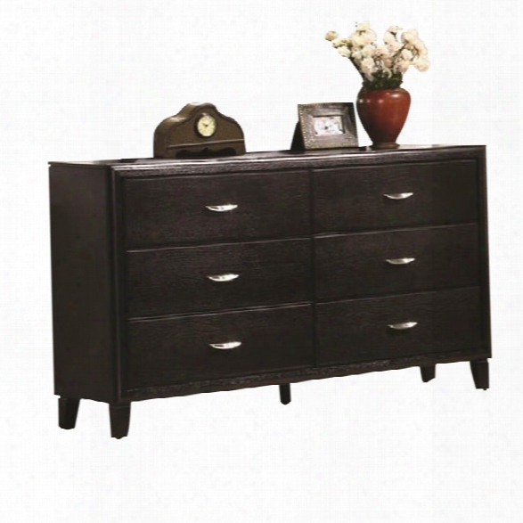 Coaster Nacey 6 Double Drawer Dresser In Brown Black Stain