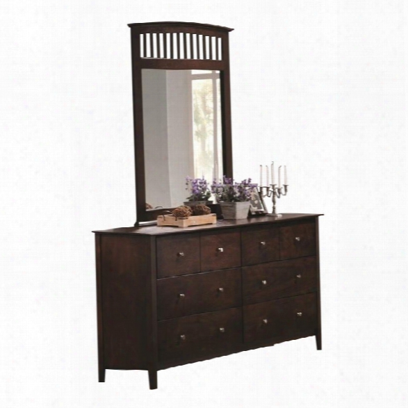 Coaster Tia Double Dresser And Mirror Set In Warm Cappuccino Finish