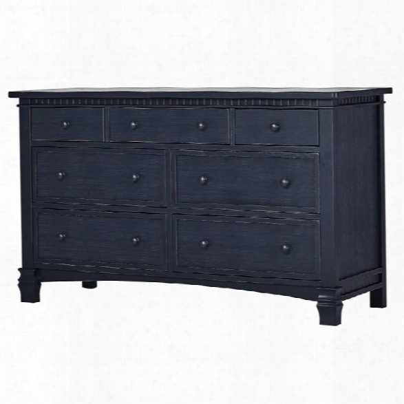 Evolur Cheyenne / Santa Fe 7 Drawer Double Dresser In Distressed Navy