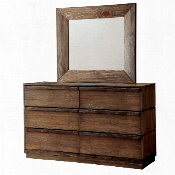 Furniture Of America Benjy 6 Drawer Dresser And Mirror Set In Natural