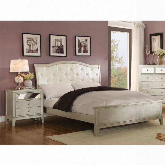 Furniture Of America Bessie 2 Piece King Panel Bedroom Set In Silver
