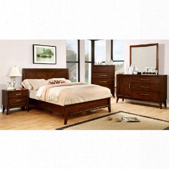 Furniture Of America Bryant 4 Piece King Bedroom Set In Brown Cherry