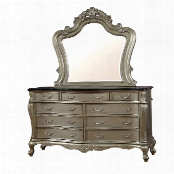 Furniture Of America Calandra Dresser And Mirror Set In Gold