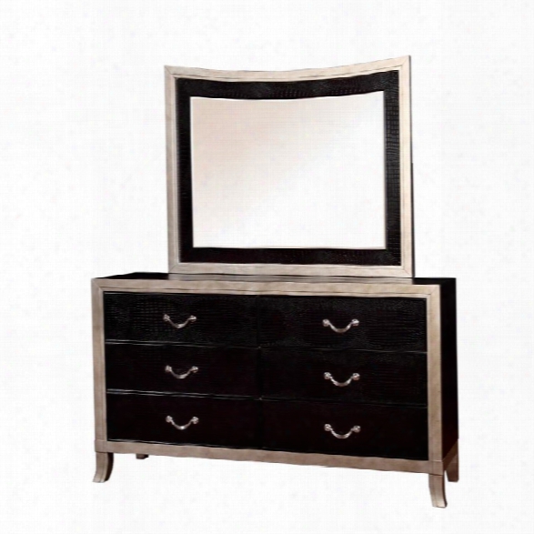 Furniture Of America Camie Dresser And Mirror Set In Silver