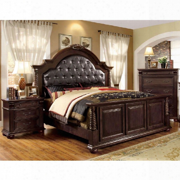 Furniture Of America Catherine 3 Piece Leatherette King Bedroom Set