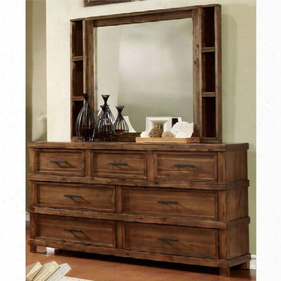 Furniture Of America Cynthia Dresser And Mirror In Oak