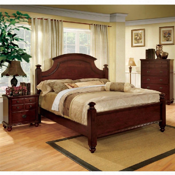 Furniture Of America Dryton 3 Piece Queen Bedroom Set In Cherry