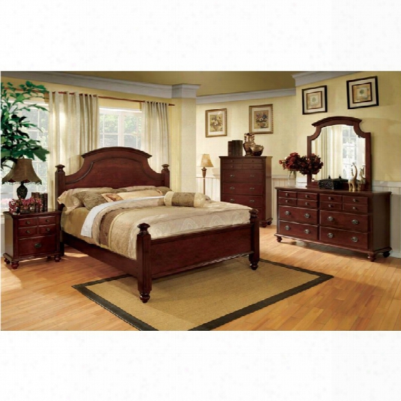 Furniture Of America Dryton 4 Piece King Bedroom Set In Cherry