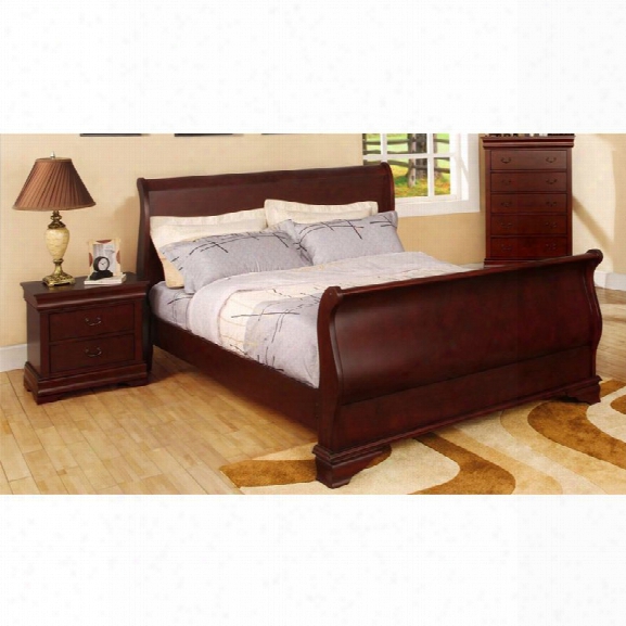 Furniture Of America Easley 2 Piece Queen Sleigh Bedroom Set In Cherry