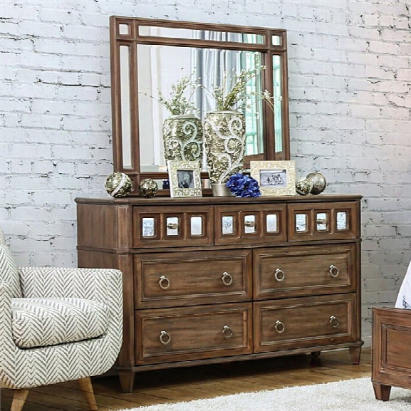 Furniture Of America Ezra Mirrored 7 Drawer Dresser With Mirror