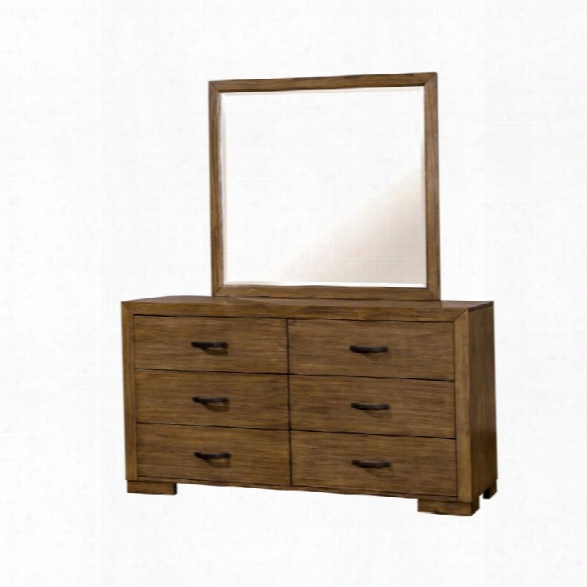 Furniture Of America Fletcher Dresser And Mirror Set In Pine Wood